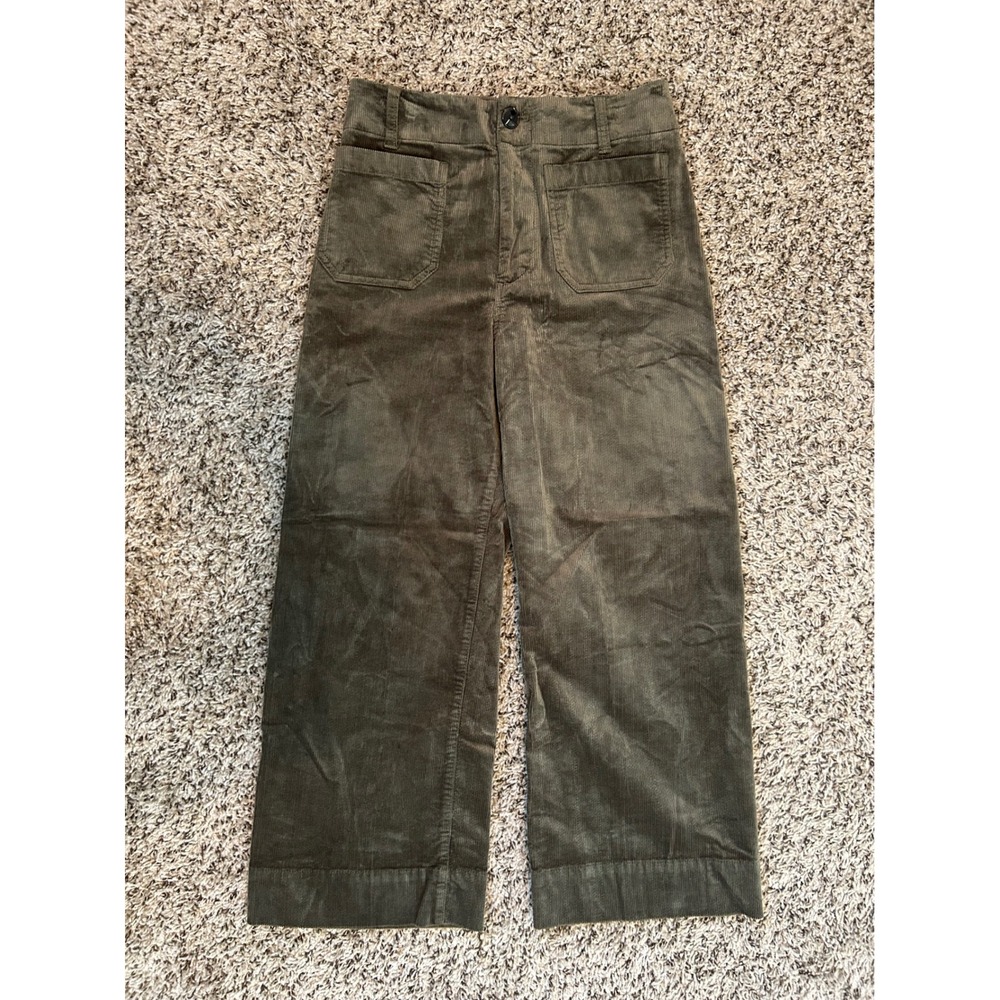 Maeve Anthropologie The Colette Corduroy Wide Leg Pants Olive Green Size 28